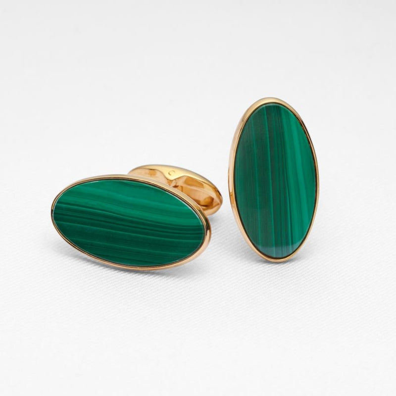 Curzon Malachite Gilded Sterling Silver Cufflinks