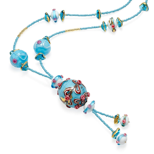 Delphina Murano Glass Rose Pendant Necklace