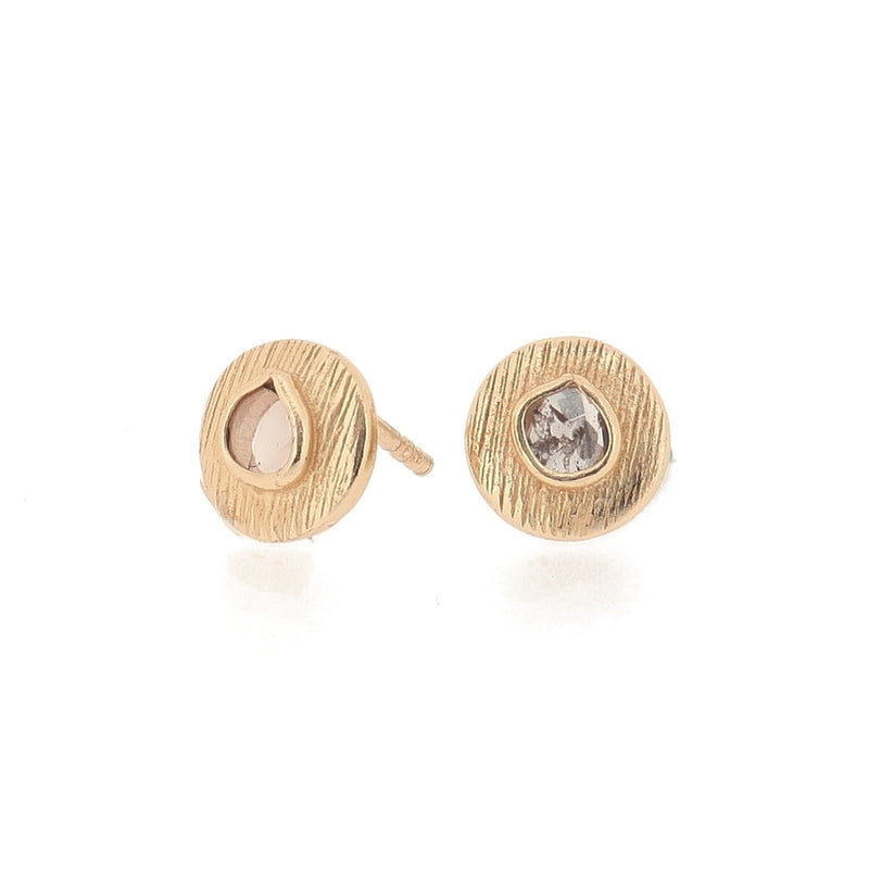 Ormonde Gilded Silver & Diamond Stud Earrings (circular)