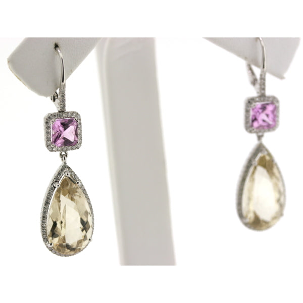 Kunzite, Heliodor & Diamond Earrings
