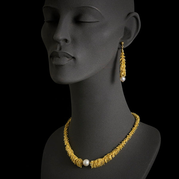 Waterfall Gilded Silver & Pearl Earrings