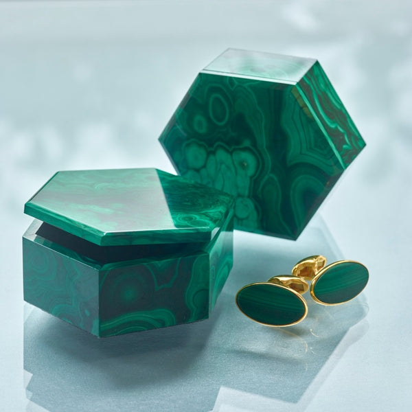 Hexagonal Malachite Box