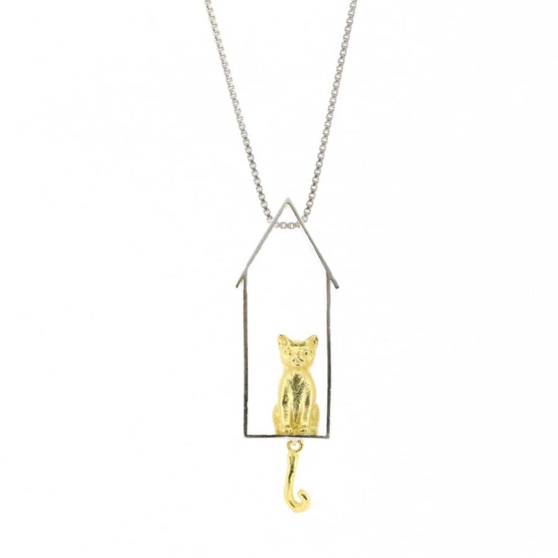 Cat at Home Sterling Silver Pendant