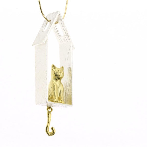 Cat at Home Sterling Silver Pendant