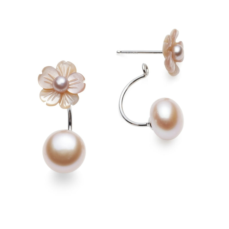 Lucie Pink Carved MOP & Pearl Earrings