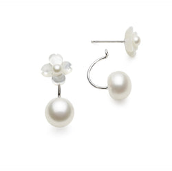 Lucie White Carved MOP & Pearl Earrings