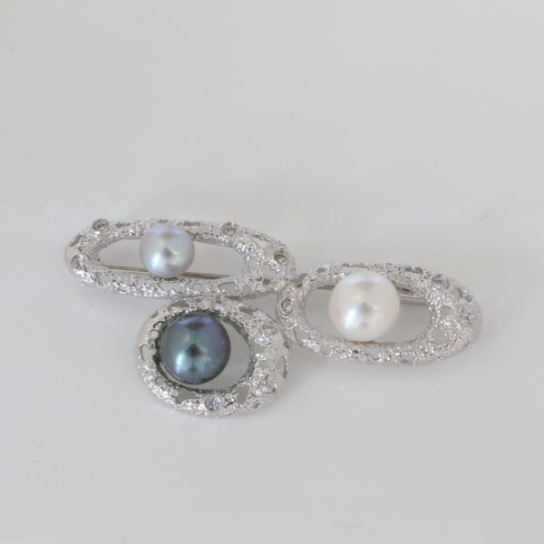 Orbelle Sterling Silver, Pearl & CZ Brooch