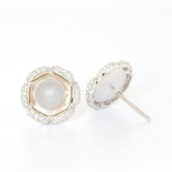 Susie Pearl Flower CZ & Sterling Silver Pendant & Earrings SET CLEARANCE SAVE £35