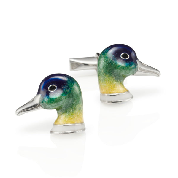 Mallard Enamel & Silver Cufflinks CLEARANCE Save £50