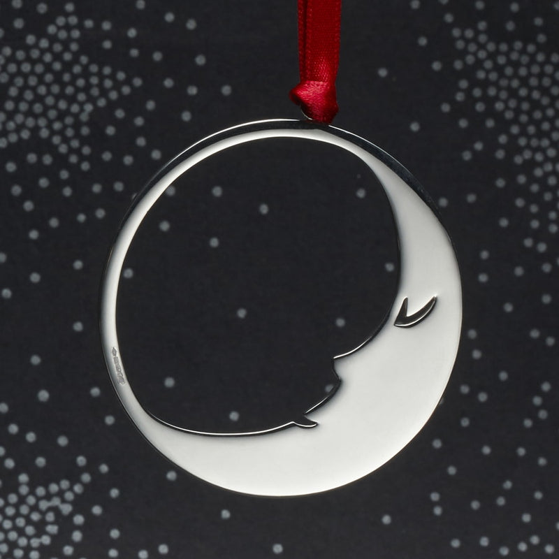 Man in Moon Sterling Silver Christmas Decoration
