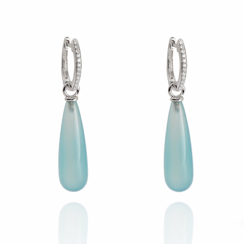 Chalcedony & Diamond 18ct White Gold Earrings