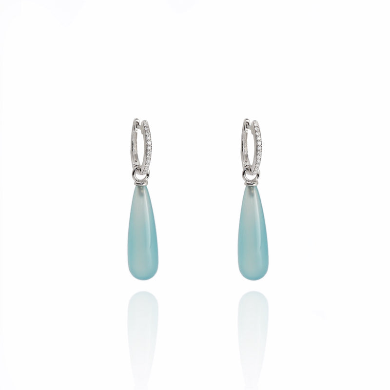 Chalcedony & Diamond 18ct White Gold Earrings