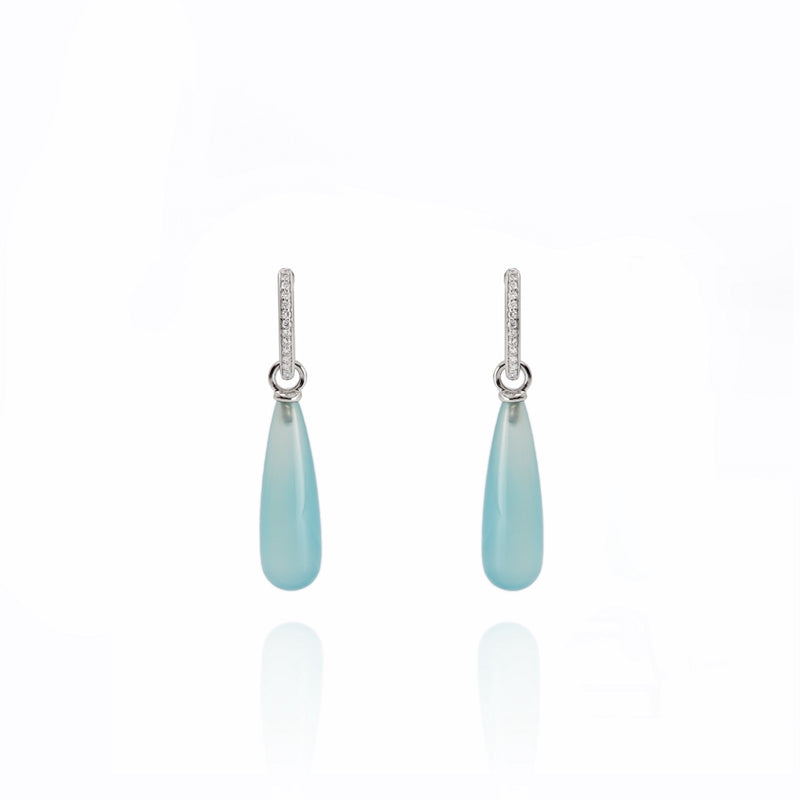 Chalcedony & Diamond 18ct White Gold Earrings