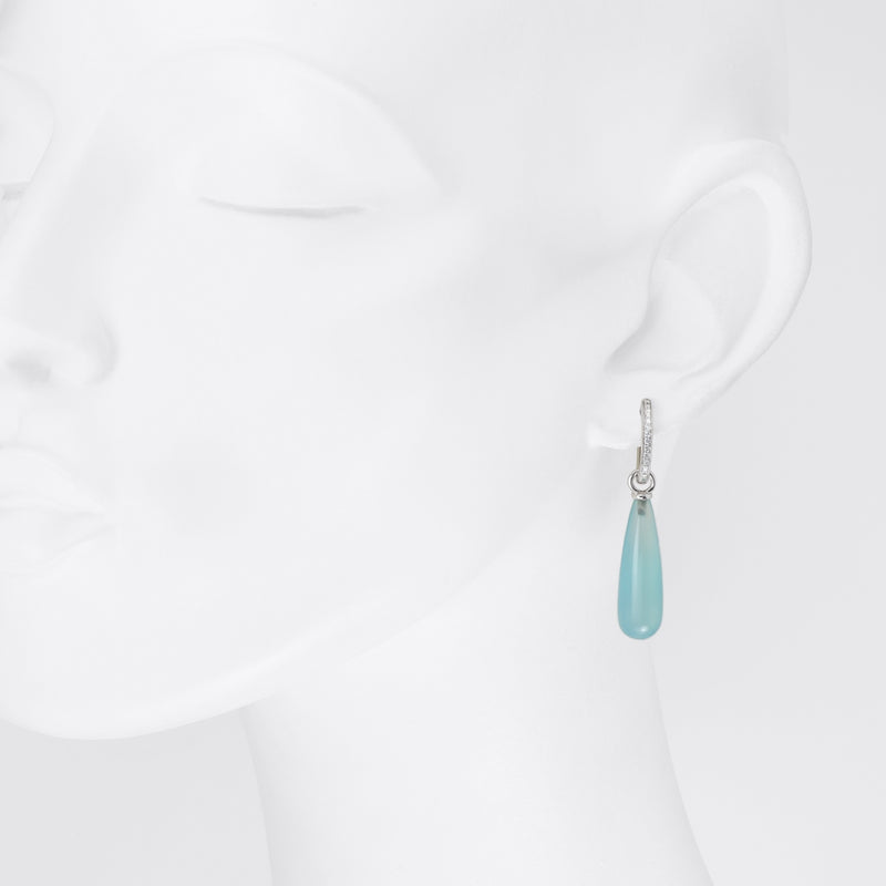 Chalcedony & Diamond 18ct White Gold Earrings