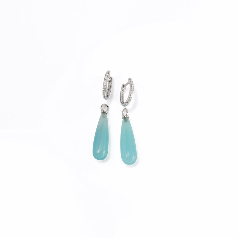 Chalcedony & Diamond 18ct White Gold Earrings