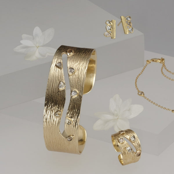 Ormonde Gilded Silver & Diamond Cuff Bangle