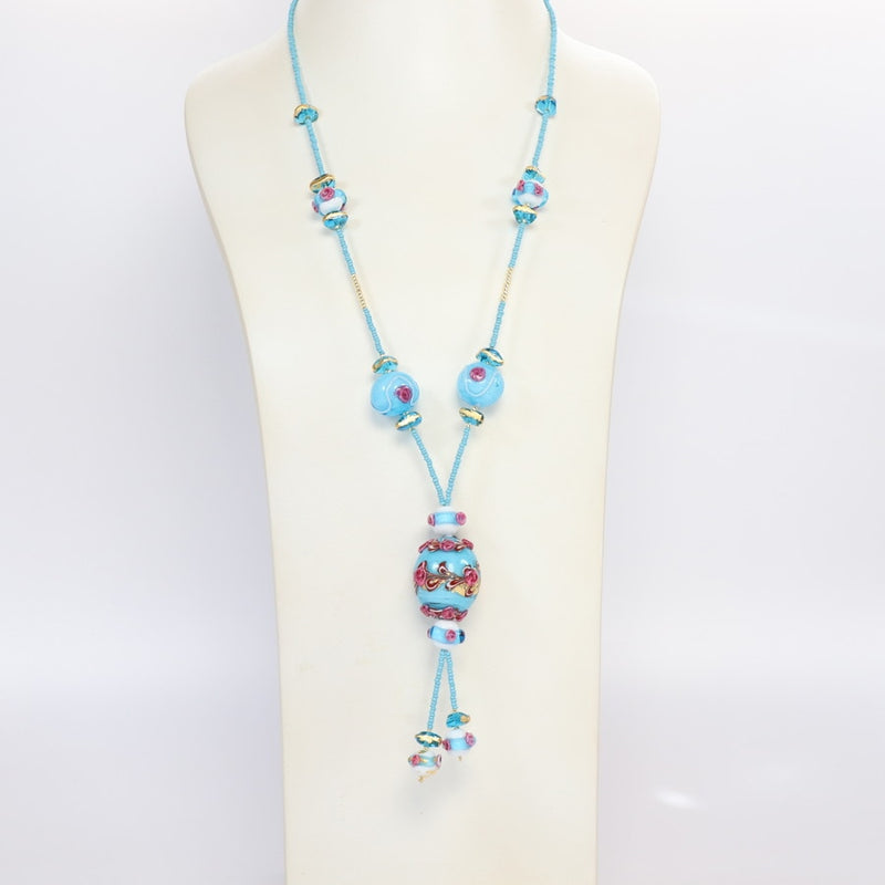 Delphina Murano Glass Rose Pendant Necklace
