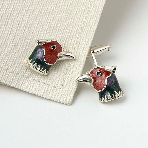 Pheasant Enamel & Silver Cufflinks CLEARANCE SAVE £50