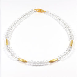 Faceted Rock Crystal & Gilded Silver Necklace
