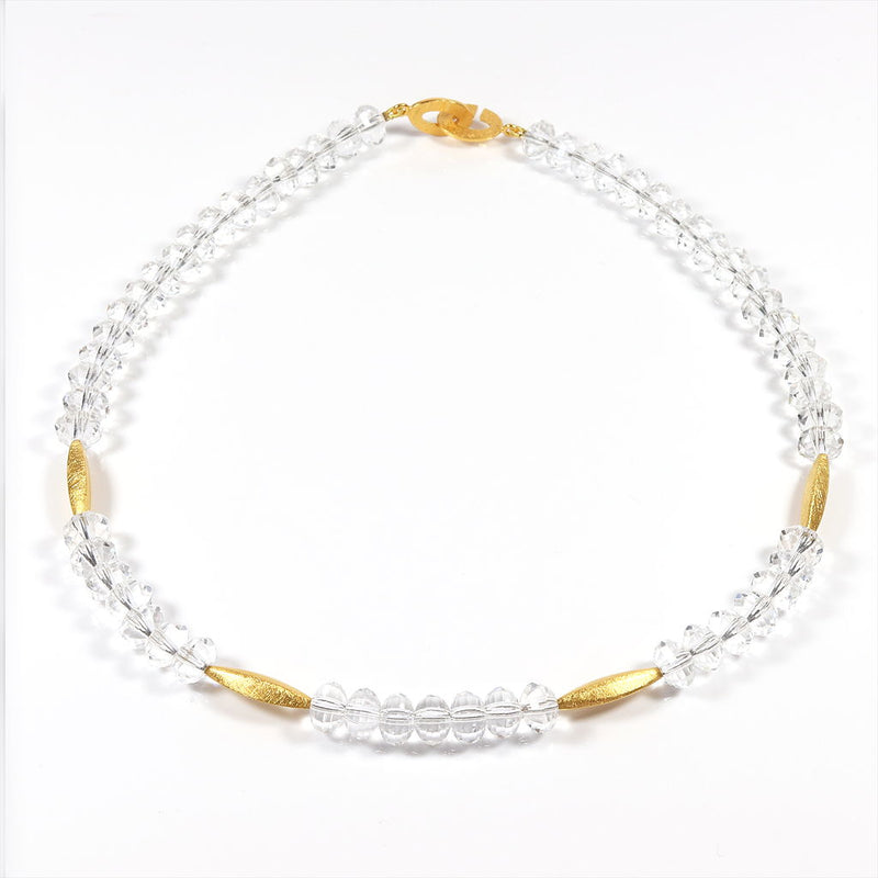 Faceted Rock Crystal & Gilded Silver Necklace