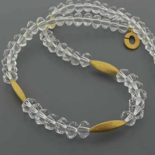 Faceted Rock Crystal & Gilded Silver Necklace