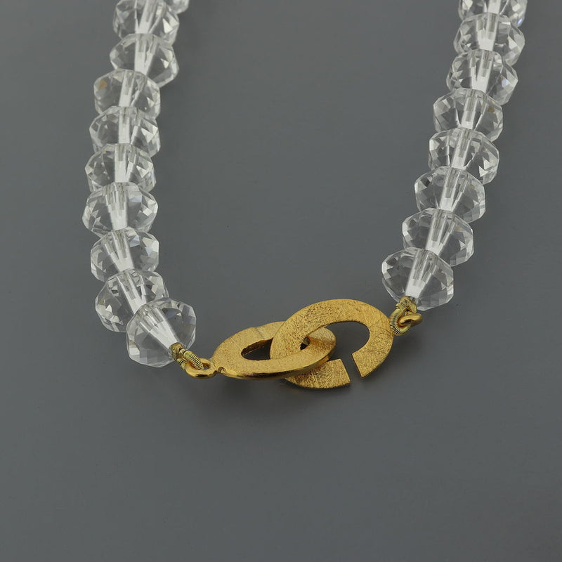 Faceted Rock Crystal & Gilded Silver Necklace
