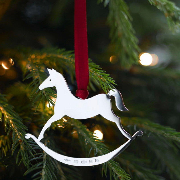 Sterling Silver Rocking Horse Christmas Decoration