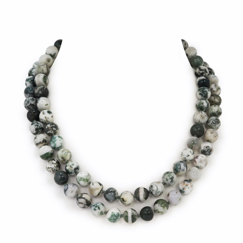 Forest Agate Double Row Necklace