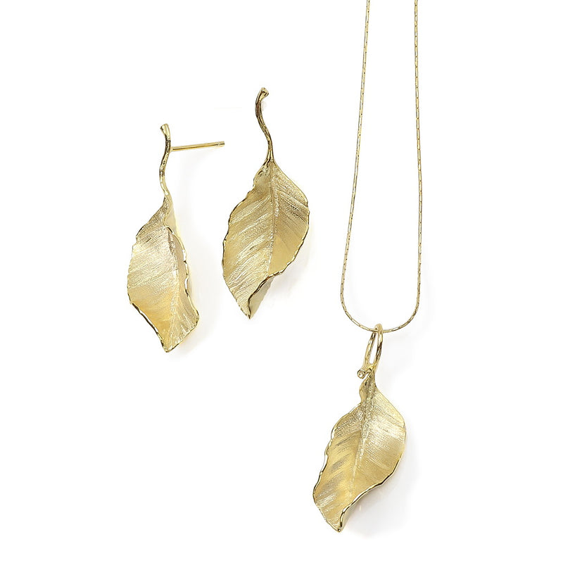 Betula Gilded Sterling Silver Leaf Earrings