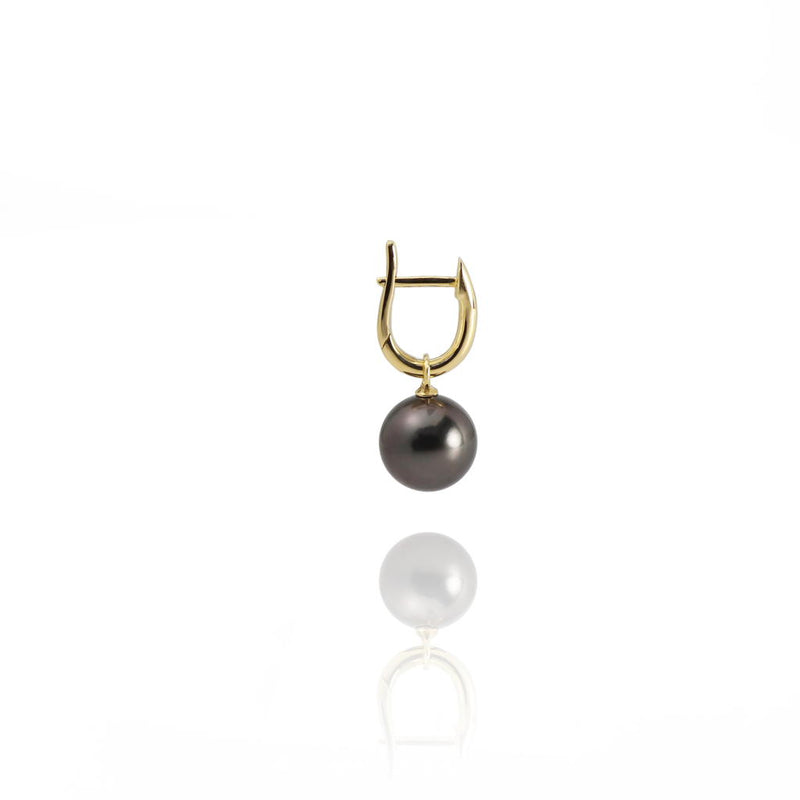 Black Tahitian Pearl & 9ct Gold Earrings