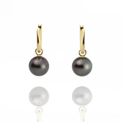 Black Tahitian Pearl & 9ct Gold Earrings
