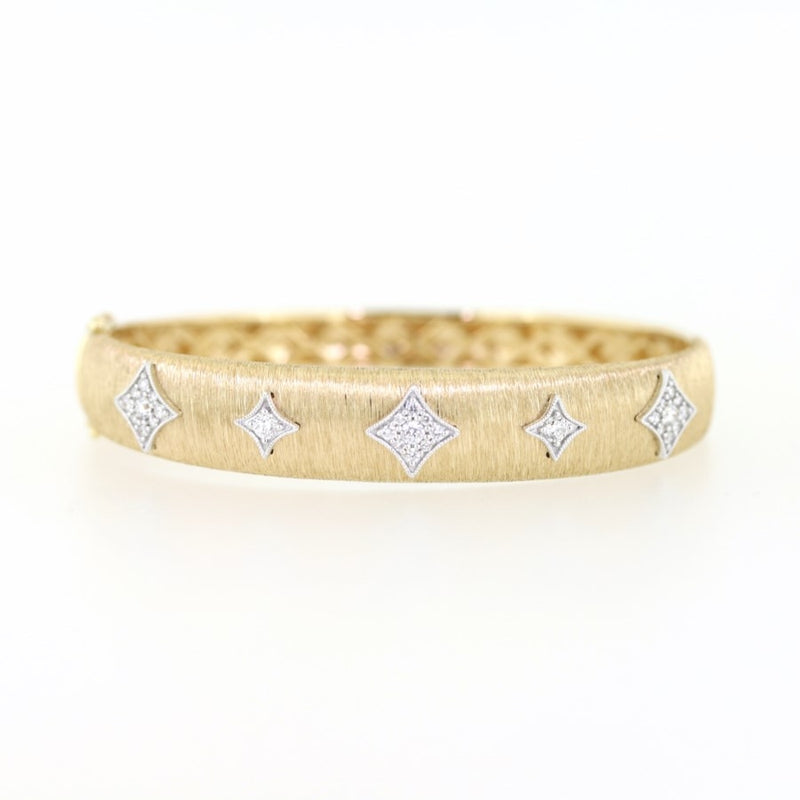 Vintage Diamond 18ct Gold Hinged Bangle