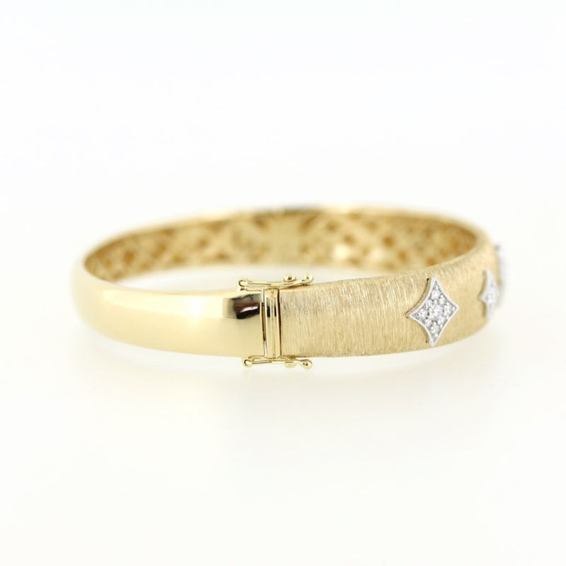 Vintage Diamond 18ct Gold Hinged Bangle