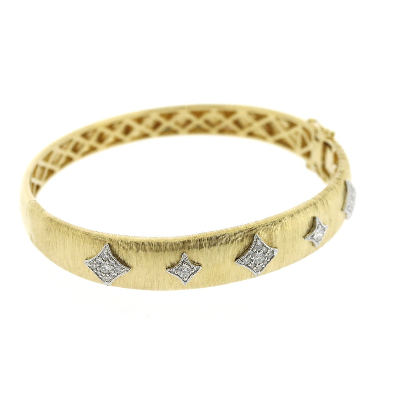 Vintage Diamond 18ct Gold Hinged Bangle